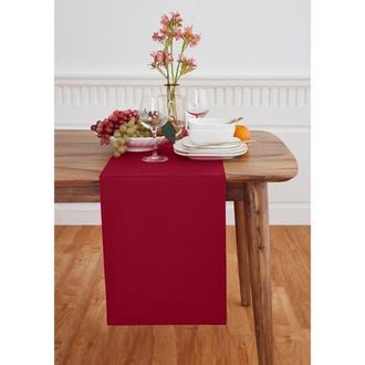 Solino Home Cotton Linen Plain Table Runner for Dining Table, Holiday and Everyday Table Decor - Dru in Red at Nordstrom, Size Medium