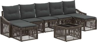 vidaXL Conjunto De Sof&aacute;s De Jard&iacute;n 8 Uds. Gris Rat&aacute;n Sint&eacute;tico Vidaxl