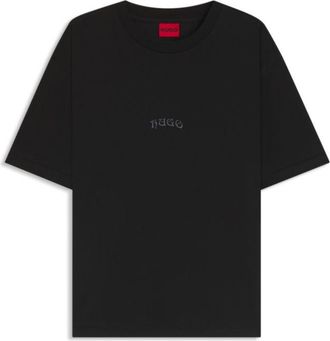 HUGO BOSS Cotton jersey T-shirt with curved embroidered logo