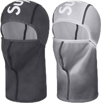 Generic Temperature Sensitive Color Changing Long face mask, Winter Cycling Skiing Headgear, Thickened Nylon face mask (Grey2)