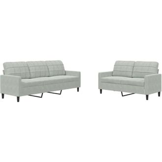 vidaXL Vidaxl - Set di Divani 2 pz con Cuscini Grigio Chiaro in Velluto