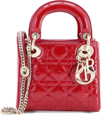 Dior Lady Dior Chain Bag Cannage Quilt Patent Mini satchel - Rood