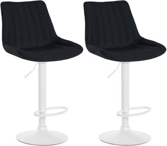 Clp Clp - Set De 2 Taburetes De Bar Toni En Tela Negro Metal Blanco Mate