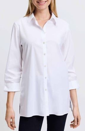 Foxcroft Evelyn Three-Quarter Sleeve Button-Up Shirt in White at Nordstrom Rack, Size X-Small