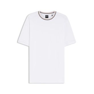 BOSS Striped-collar T-shirt in cotton piqu&eacute;