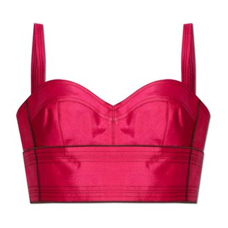 Tory Burch Korte spaghetti-bandtop - Dames - Tops zonder mouwen - Roze - XS - Leer - Tops