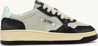 Autry MEDALIST LOW SNEAKERS IN SILVER AND BLACK SUGAR SUEDE