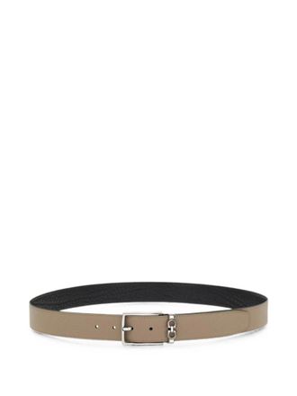 Ferragamo Taupe Textured Buckle Belt