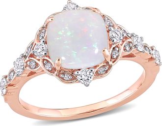 Mimi & Max 4/5 CT TGW Opal White Sapphire and Diamond Accent Vintage Style Ring in 10K Rose Gold