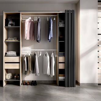 Dmora Dmora - Armario Resegone, Estructura Para Vestidor, Perchero Abierto, 180x50h205 Cm, Roble Y Antracita