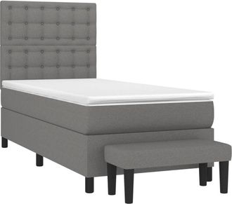 vidaXL Cama Box Spring Con Colch&oacute;n Tela Gris Oscuro 100x200 Cm Vidaxl