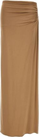 Magda Butrym Lange Rok met Gedrapeerde Zijkant - Dames - Maxi Rokken - Beige - S - Rokken