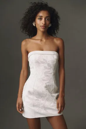 BHLDN Strapless Satin Mini Dress