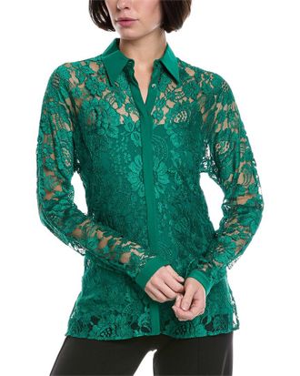 Akris Lace Silk-Trim Shirt