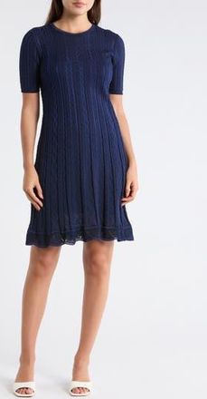 M Missoni Short Sleeve A-Line Dress in Navy Tones at Nordstrom Rack, Size Medium