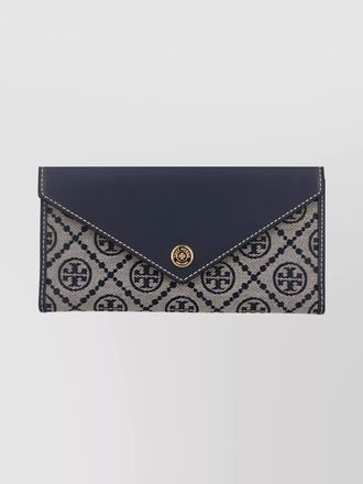Tory Burch leather and canvas embroidered envelope wallet
