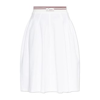 Marni Midi Skirts, female, White, Size: 2XS Logo Waistband Skirt