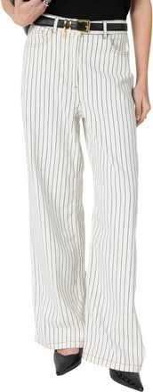 Gerard Darel Amaliah Striped Wide Leg Jeans in Ecru at Nordstrom, Size 10