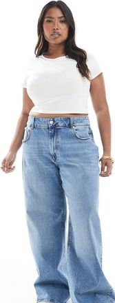 Only ONLY Curve - Juicy - Jeans a fondo ampio blu medio