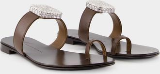 Giuseppe Zanotti Giuseppe Zanotti Womens Blahir Flat Sandals - Dark Brown Leather - Size EU 39