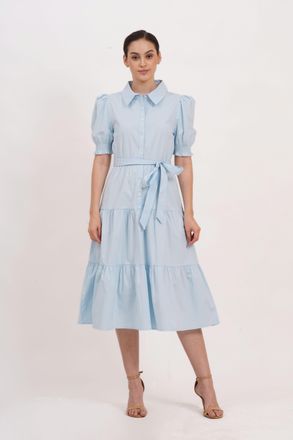 Leota Octavia Puff Sleeve Shirt Dress Wispy Blue