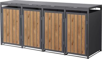 ML Design Cobertizo para 4 cubos de basura 240l antracita roble claro con tapa