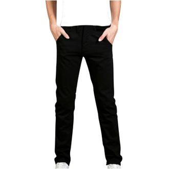 Generic Mens Tapered Stretch Chinos Smart Cotton TrousersSlim Fit Denim Jeans Comfy Skinny Fashion Slim Fit Stretch Chinos Black