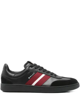 Bally Raise stripe-detail leather trainers - men - Fabric/Fabric/Calf Leather/Calf Leather/Rubber - 43.5 - Black