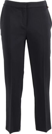 Elisabetta Franchi Lichtgewicht Cr&ecirc;pe Broek met Logo Bedel - Dames - Slim Fit Broeken - Zwart - 2XL - Leer - Broeken