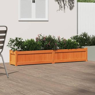 Berkfield Home Beautiful Garden Planter Wax Brown 180x31x31 cm Solid Wood Pine | Size: 180 x 31 x 31 cm