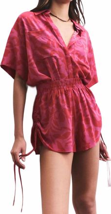 Shona Joy Portea Silk Side Ruched Short In Azurd