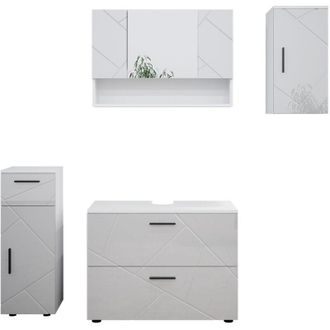 Vicco Set mobili bagno Irma, Bianco lucido, 4 parti