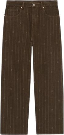 Dr&ocirc;le de Monsieur Monogram Baggy Jeans - Heren - Loose Fit Jeans - Bruin - L - Katoen - Jeans