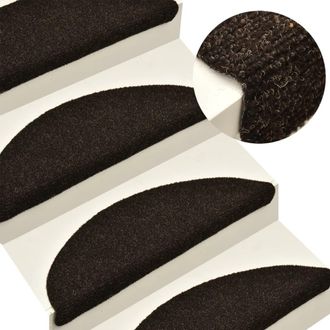 Berkfield Home Self-adhesive Stair Mats 10pcs Dark Brown 56x17x3cm Needle Punch | Size: Medium