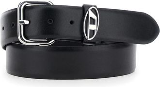 Diesel Black Logo Buckle Solid Belt