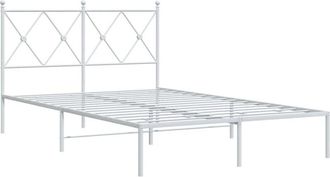 vidaXL Metal Bed Frame without Mattress with Headboard White 120x190cm Vidaxl