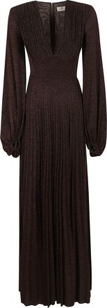 Elisabetta Franchi Slim-Fit Lame Jersey Double-Slit Evening Dress