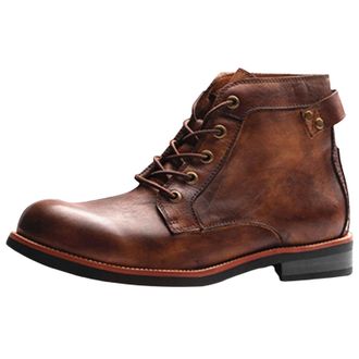 Generic Mens Boots Lace Up Mid Calf Boots Synthetic Leather Dress Boots Classic Ankle Boots Anti-Slip Work Boots Combat Boots Outdoor Mens Shoes