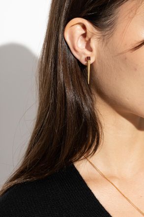Jil Sander Brass Earrings With Stone, Womens, Gold