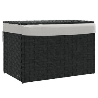 vidaXL Vidaxl - Cesto De Ropa Sucia Con Tapa Rat&aacute;n Sint&eacute;tico Negro 55,5x35x34cm