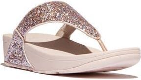 FitFlop Lulu Glitter Wedge Flip Flop in Light Beige/Rose Multi at Nordstrom Rack, Size 8
