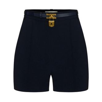 Elisabetta Franchi Lichtgewicht cr&ecirc;pe short met juweelriem - Dames - Korte broeken - Blauw - Maat: XS Zijde