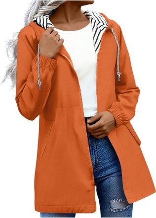 Generic Long Waterproof Coats Women Rain Coats for Women Waterproof Long Rain Jackets Lightweight Hooded Jackets with Pockets