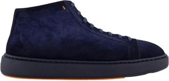 Santoni Dump High Sneaker - Heren - Sneakers - Blauw - 40 EU - Leer - Schoenen