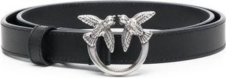 Pinko Pinko, Accessoires, Dames, Zwart, L, Leer, Love Birds Leren Riem