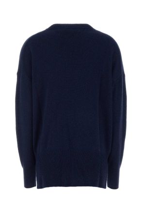 Jil Sander Womens Navy Blue Cashmere Oversize Sweater 414 Exterior: Felpe