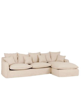 Deco Wood Sof&aacute; con chaise longue derecho desenfundable beige 4/5 plazas