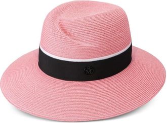 Maison Michel Virginie straw fedora hat - women - Cotton/Straw - S - Pink