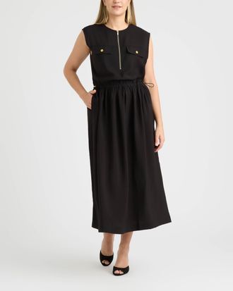 Ellen Tracy Womens Color Block Zip Front Dress