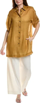 Lafayette 148 New York Tab Sleeve Side Slit Shirt